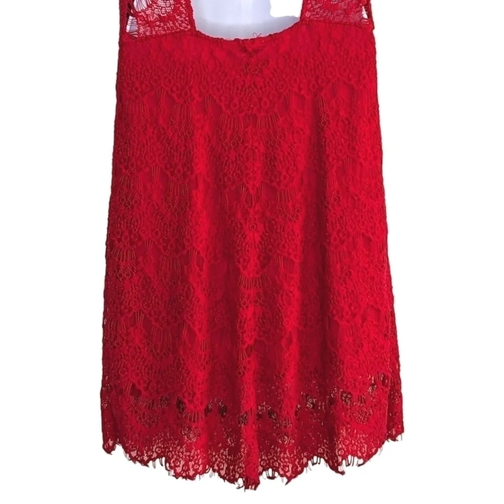 Free People Daydream Cherry Red Lace Dress Size L